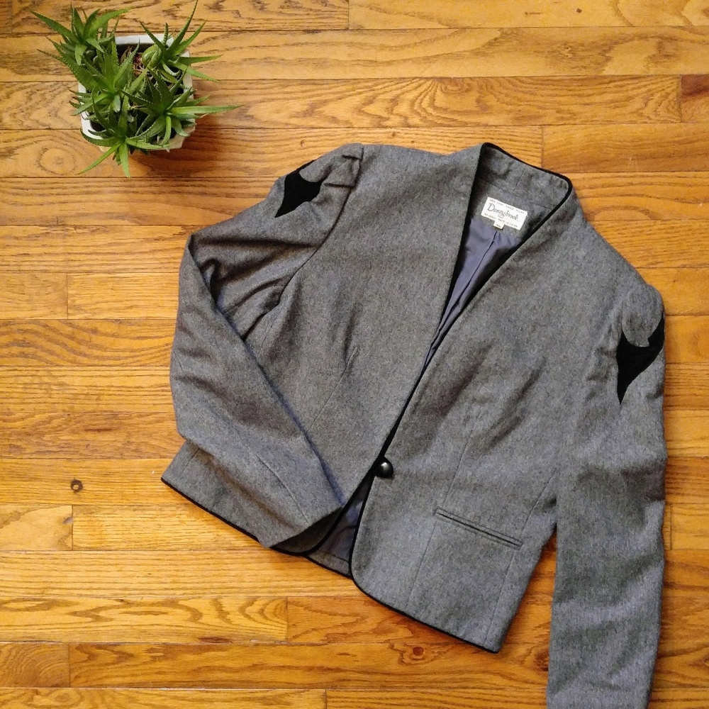 Doonybrook Grey Velvet-Accent Blazer